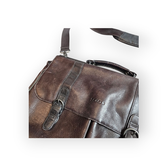 Solo New York Genuine Leather Messenger Bag – Executive Laptop Briefcase - Picture 3 of 5